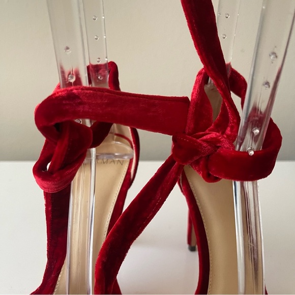 BIRMAN Velvet Red Shoes Size 6.5 - Picture 10 of 11